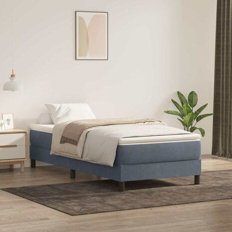 Boxspring zonder matras fluweel donkergrijs 90x210 cm 4