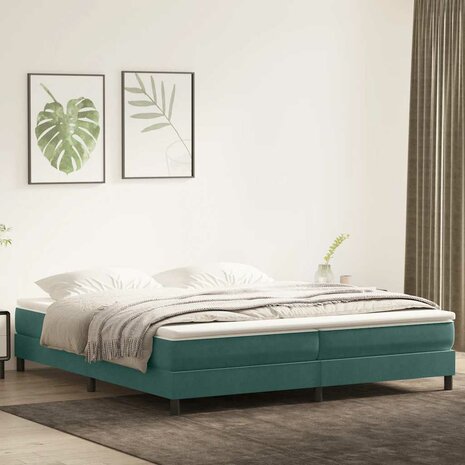 Bed boxspring zonder matras 200x210 cm fluweel donkergroen 1