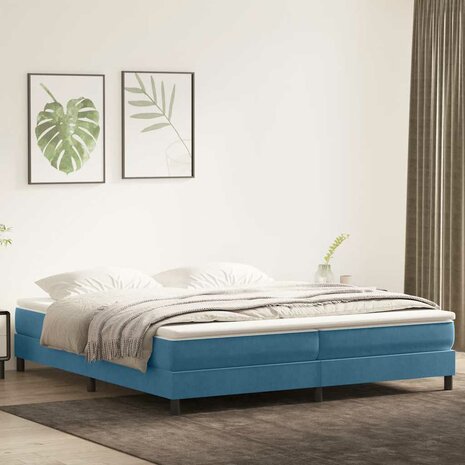 Boxspring zonder matras fluweel donkerblauw 200x210 cm 1