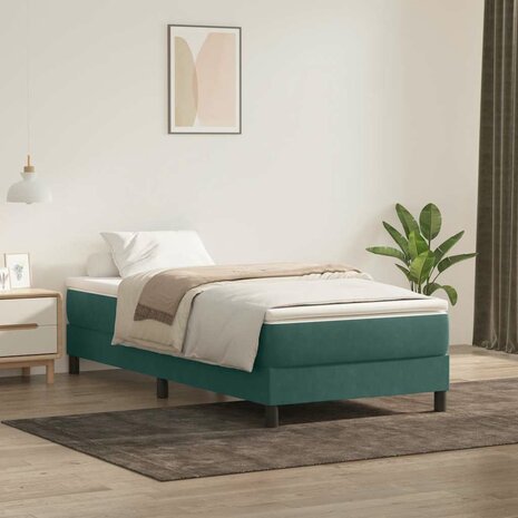 Boxspring zonder matras fluweel donkergroen 80x220 cm 1