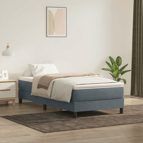 Boxspring met matras fluweel donkergrijs 80x210 cm 1