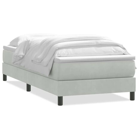 Boxspring met matras fluweel lichtgrijs 90x210 cm 2