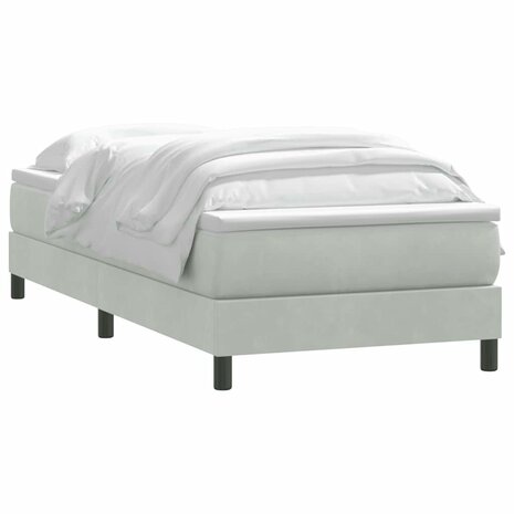 Boxspring met matras fluweel lichtgrijs 90x210 cm 3
