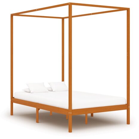 Hemelbedframe massief grenenhout honingbruin 120x200 cm 1