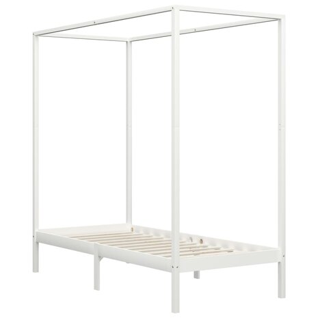 Hemelbedframe massief grenenhout wit 90x200 cm 2