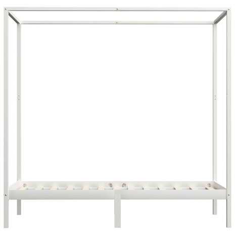 Hemelbedframe massief grenenhout wit 90x200 cm 3