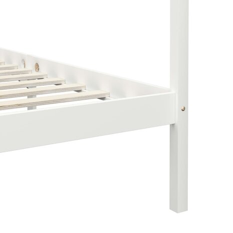 Hemelbedframe massief grenenhout wit 90x200 cm 6