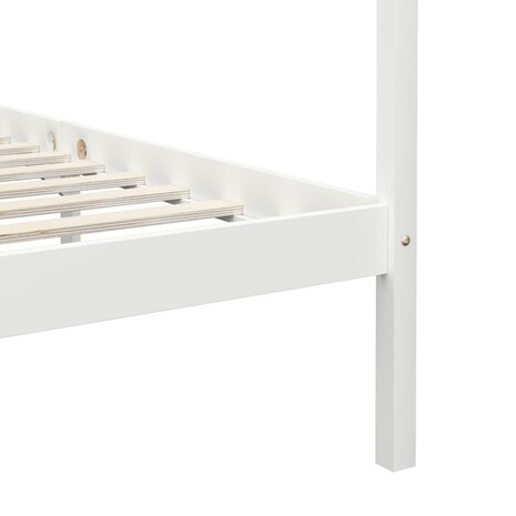 Hemelbedframe massief grenenhout wit 100x200 cm 6