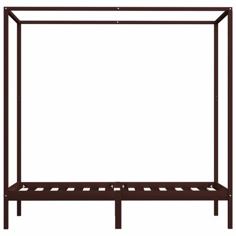 Hemelbedframe massief grenenhout donkerbruin 90x200 cm 3