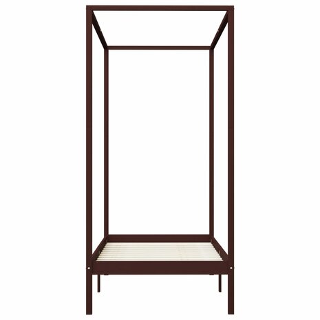 Hemelbedframe massief grenenhout donkerbruin 100x200 cm 4