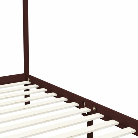 Hemelbedframe massief grenenhout donkerbruin 120x200 cm 5