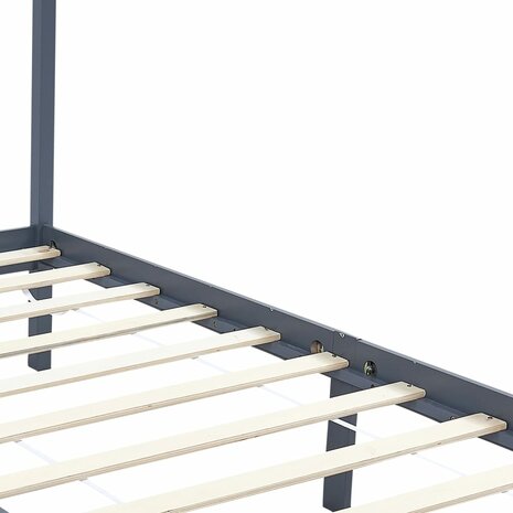 Hemelbedframe massief grenenhout grijs 90x200 cm 5