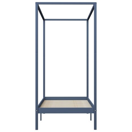Hemelbedframe massief grenenhout grijs 100x200 cm 3