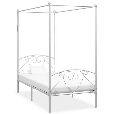 Hemelbedframe metaal wit 90x200 cm  1