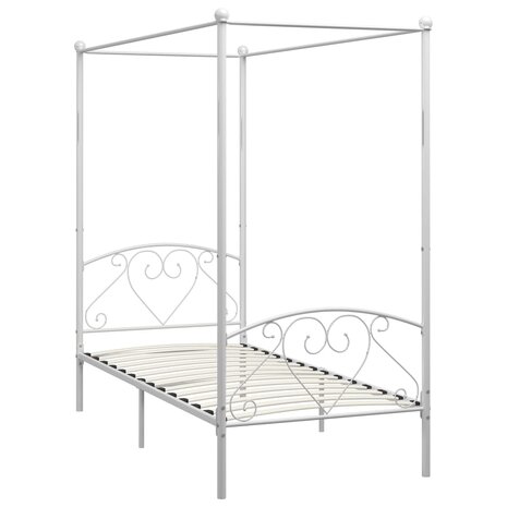 Hemelbedframe metaal wit 100x200 cm  2