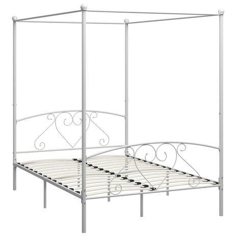Hemelbedframe metaal wit 140x200 cm  2