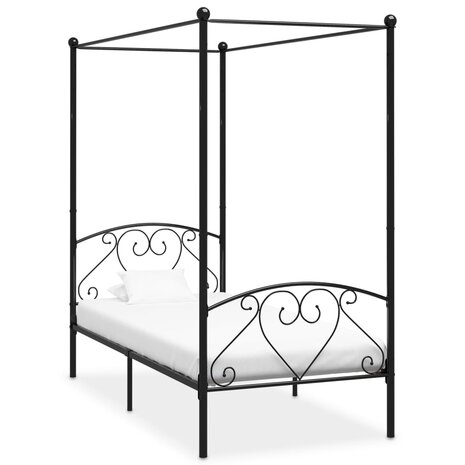 Hemelbedframe metaal zwart 100x200 cm  1