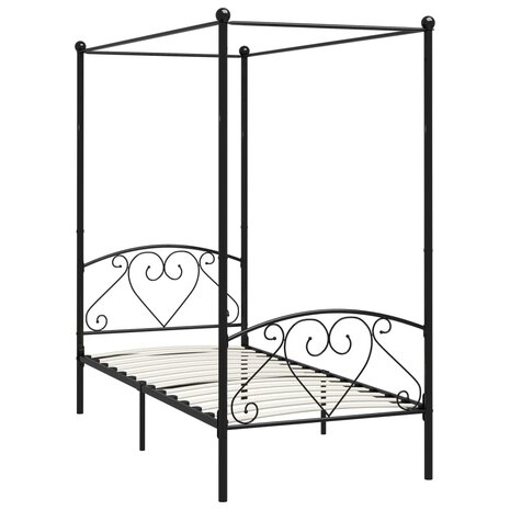 Hemelbedframe metaal zwart 100x200 cm  2