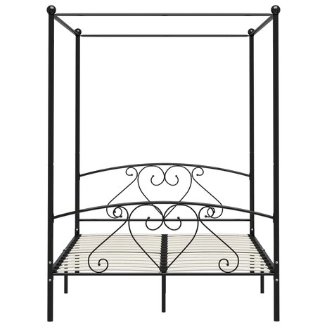 Hemelbedframe metaal zwart 140x200 cm  4