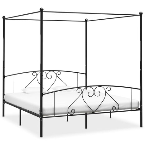 Hemelbedframe metaal zwart 180x200 cm  1