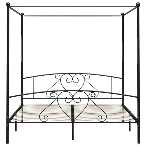 Hemelbedframe metaal zwart 180x200 cm  3