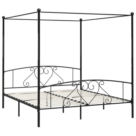 Hemelbedframe metaal zwart 200x200 cm  2