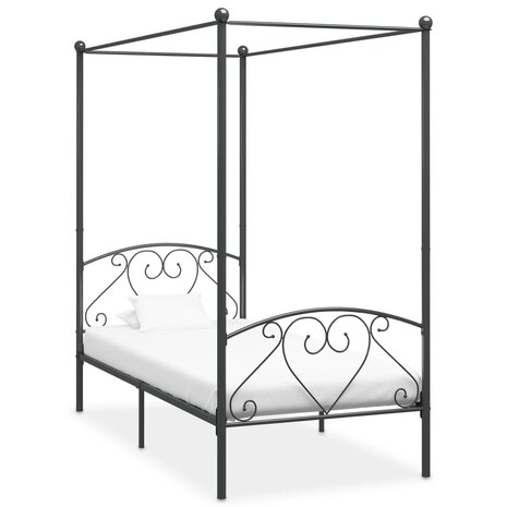 Hemelbedframe metaal grijs 100x200 cm  1