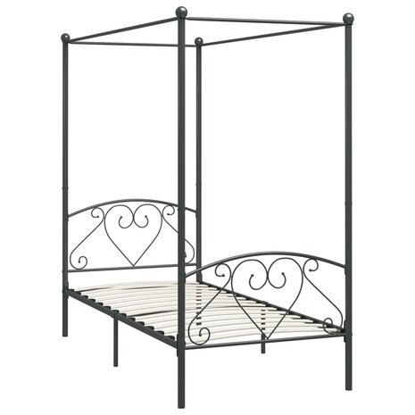 Hemelbedframe metaal grijs 120x200 cm  2