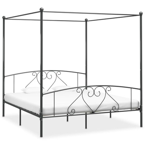 Hemelbedframe metaal grijs 200x200 cm  1