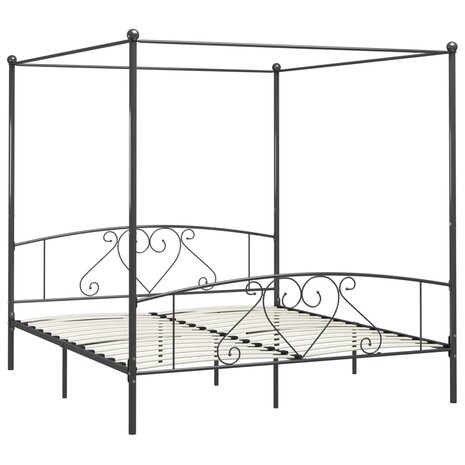 Hemelbedframe metaal grijs 200x200 cm  2