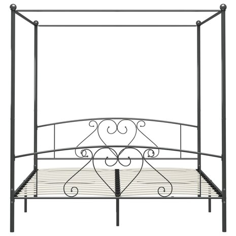 Hemelbedframe metaal grijs 200x200 cm  3
