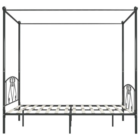 Hemelbedframe metaal grijs 200x200 cm  4