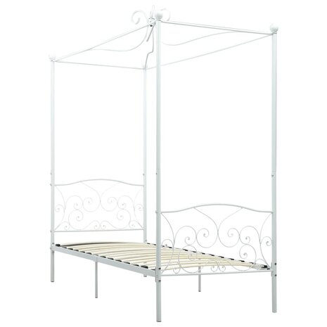 Hemelbedframe metaal wit 90x200 cm 2