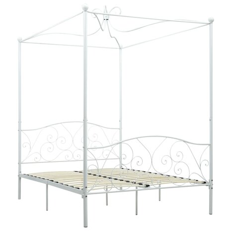 Hemelbedframe metaal wit 120x200 cm 2