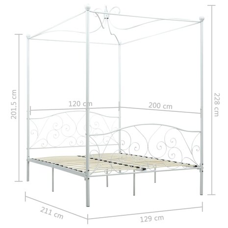 Hemelbedframe metaal wit 120x200 cm 5