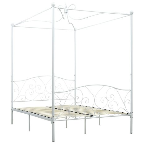 Hemelbedframe metaal wit 140x200 cm 2