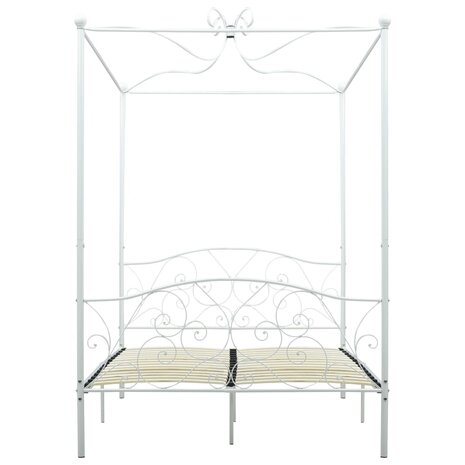 Hemelbedframe metaal wit 140x200 cm 3