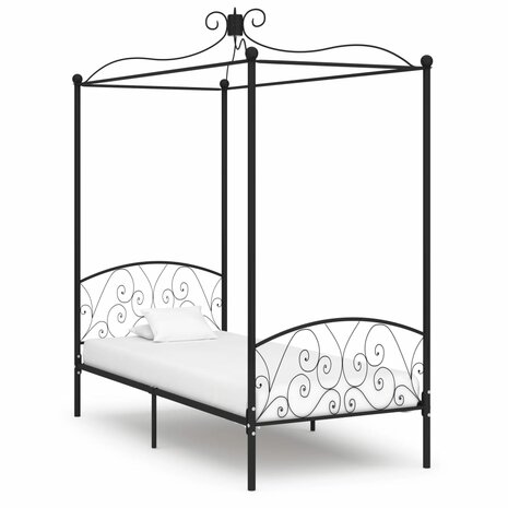 Hemelbedframe metaal zwart 90x200 cm 1