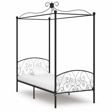 Hemelbedframe metaal zwart 100x200 cm 1