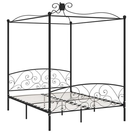 Hemelbedframe metaal zwart 160x200 cm 2