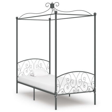 Hemelbedframe metaal grijs 90x200 cm 1