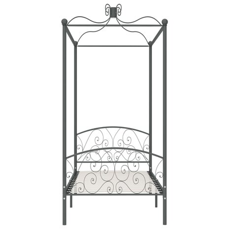 Hemelbedframe metaal grijs 90x200 cm 3
