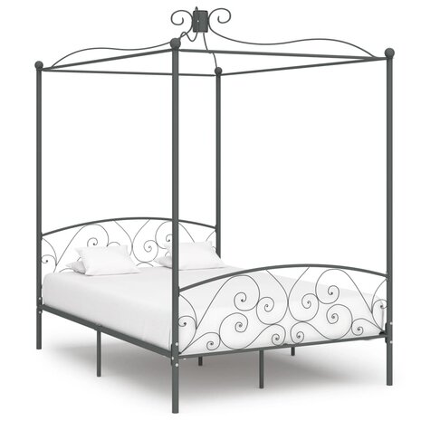 Hemelbedframe metaal grijs 140x200 cm 1