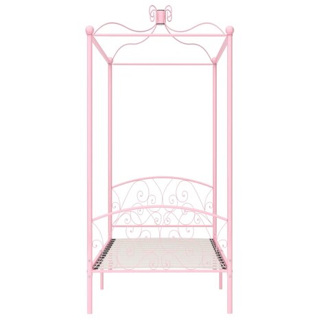 Hemelbedframe metaal roze 100x200 cm 3