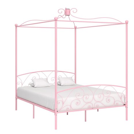 Hemelbedframe metaal roze 180x200 cm 1