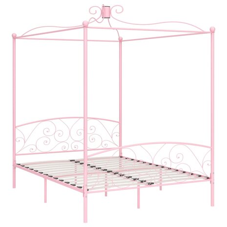 Hemelbedframe metaal roze 180x200 cm 2