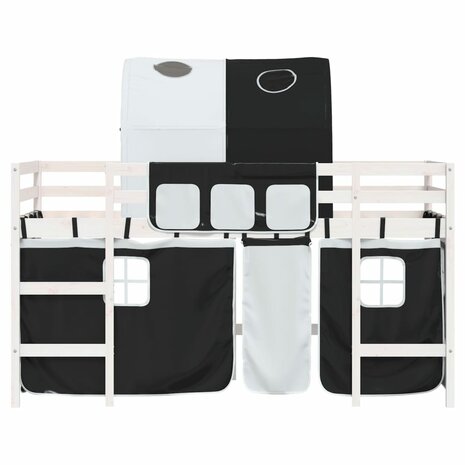 Kinderhoogslaper met tunnel 80x200 cm grenenhout wit en zwart 5