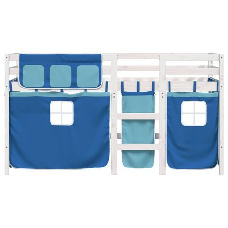 Kinderhoogslaper met gordijnen 80x200 cm grenenhout blauw 4