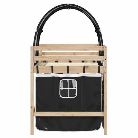 Kinderhoogslaper met tunnel 90x200 cm grenenhout wit en zwart 5