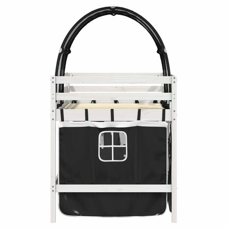 Kinderhoogslaper met tunnel 90x200 cm grenenhout wit en zwart 5